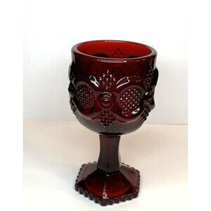 Avon Ruby Red Glass Wine Goblet Candle Holder Cape Cod Collection Vintage